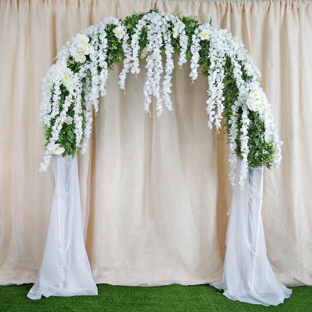 HIER_1210 42" White Artificial Silk Hanging Wisteria Flower Garland Vines Garlands | Vines 15 HIER_1210 42" White Artificial Silk Hanging Wisteria Flower Garland Vines Garlands | Vines