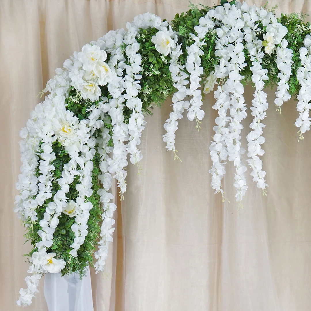 HIER_1210 42" White Artificial Silk Hanging Wisteria Flower Garland Vines Garlands | Vines 16 HIER_1210 42" White Artificial Silk Hanging Wisteria Flower Garland Vines Garlands | Vines