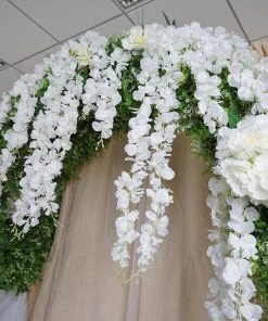 HIER_1210 42" White Artificial Silk Hanging Wisteria Flower Garland Vines Garlands | Vines 36 HIER_1210 42