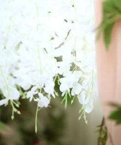 HIER_1210 42" White Artificial Silk Hanging Wisteria Flower Garland Vines Garlands | Vines 28 HIER_1210 42