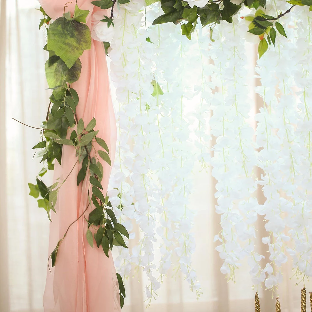 HIER_1210 42" White Artificial Silk Hanging Wisteria Flower Garland Vines Garlands | Vines 6 HIER_1210 42" White Artificial Silk Hanging Wisteria Flower Garland Vines Garlands | Vines