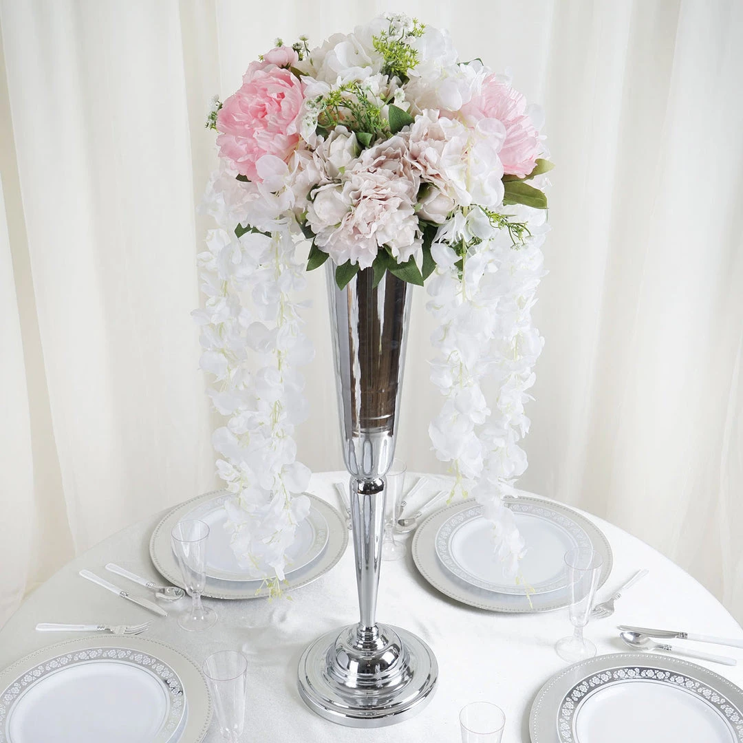 HIER_1210 42" White Artificial Silk Hanging Wisteria Flower Garland Vines Garlands | Vines 13 HIER_1210 42" White Artificial Silk Hanging Wisteria Flower Garland Vines Garlands | Vines