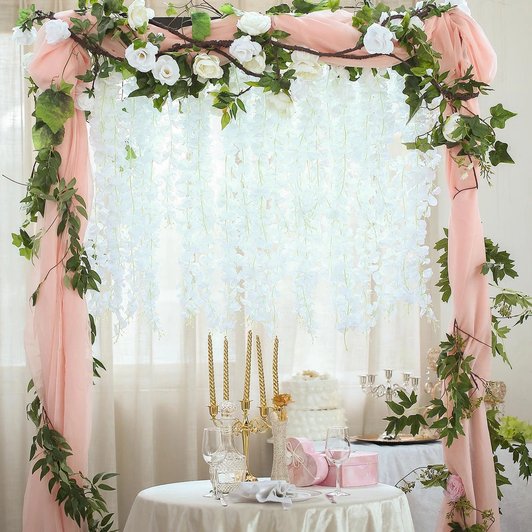 HIER_1210 42" White Artificial Silk Hanging Wisteria Flower Garland Vines Garlands | Vines 1 HIER_1210 42" White Artificial Silk Hanging Wisteria Flower Garland Vines Garlands | Vines