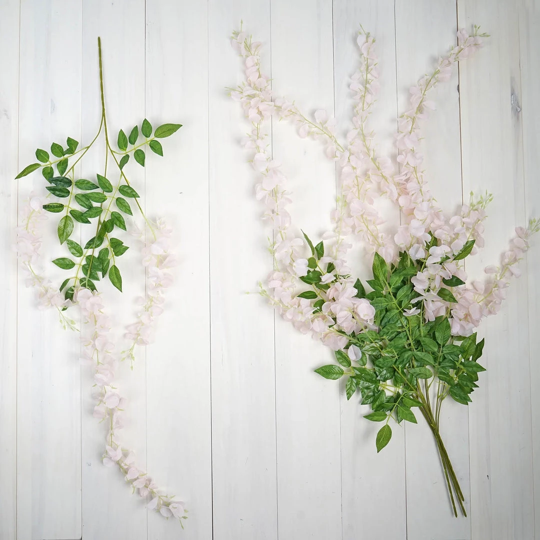 HIER_1210 Chargers & Centerpieces 5 Pack | 44" Blush/Rose Gold Artificial Silk Hanging Wisteria Vines 7 HIER_1210 Chargers & Centerpieces 5 Pack | 44" Blush/Rose Gold Artificial Silk Hanging Wisteria Vines