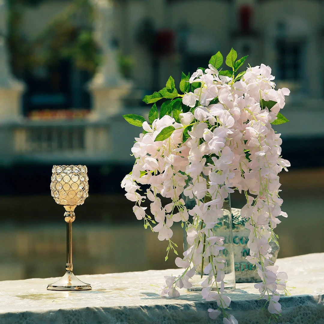 HIER_1210 Chargers & Centerpieces 5 Pack | 44" Blush/Rose Gold Artificial Silk Hanging Wisteria Vines 11 HIER_1210 Chargers & Centerpieces 5 Pack | 44" Blush/Rose Gold Artificial Silk Hanging Wisteria Vines