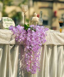 HIER_1210 5 Pack | 44" Lavender Artificial Silk Hanging Wisteria Flower Vines