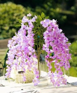 HIER_1210 5 Pack | 44" Lavender Artificial Silk Hanging Wisteria Flower Vines