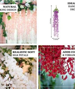HIER_1210 Garlands | Vines 42" Lavender Artificial Silk Hanging Wisteria Flower Garland Vines 17 HIER_1210 Garlands | Vines 42