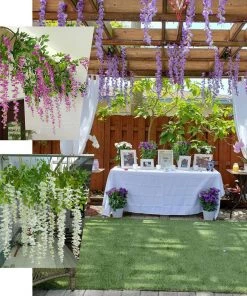 HIER_1210 Garlands | Vines 42" Lavender Artificial Silk Hanging Wisteria Flower Garland Vines 18 HIER_1210 Garlands | Vines 42