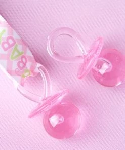 HIER_5320 Theme Décor 12 Pack | Large Pink Decorative Baby Pacifiers, Baby Shower Favors