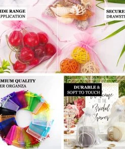 HIER_5350 Tabletop Decor 10 Pack | 3" Yellow Organza Drawstring Wedding Party Favor Gift Bags - Clearance SALE 12 HIER_5350 Tabletop Decor 10 Pack | 3