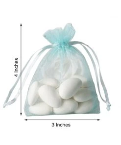HIER_5350 10 Pack | 3" Baby Blue Organza Drawstring Wedding Party Favor Gift Bag - Clearance SALE 12 HIER_5350 10 Pack | 3