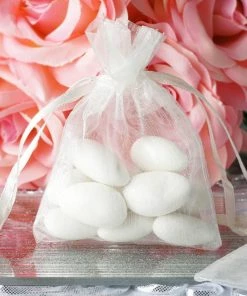 HIER_5350 10 Pack | 3" Ivory Organza Drawstring Wedding Party Favor Gift Bags - Clearance SALE