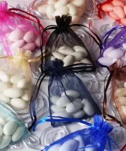 HIER_5350 Tabletop Decor 10 Pack | 3" Silver Organza Drawstring Wedding Party Favor Gift Bags - Clearance SALE