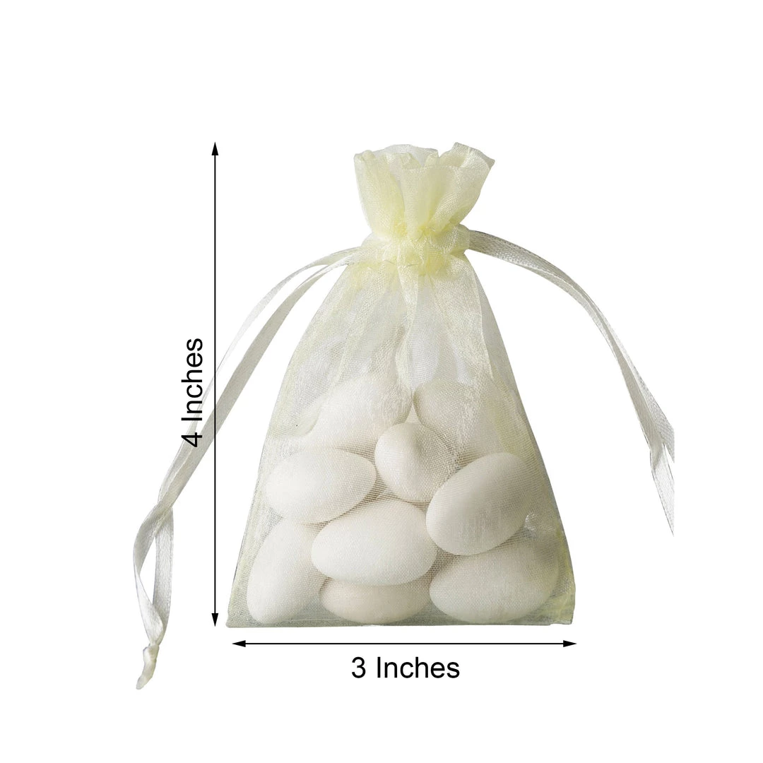 HIER_5350 Tabletop Decor 10 Pack | 3" Yellow Organza Drawstring Wedding Party Favor Gift Bags - Clearance SALE 3 HIER_5350 Tabletop Decor 10 Pack | 3" Yellow Organza Drawstring Wedding Party Favor Gift Bags - Clearance SALE