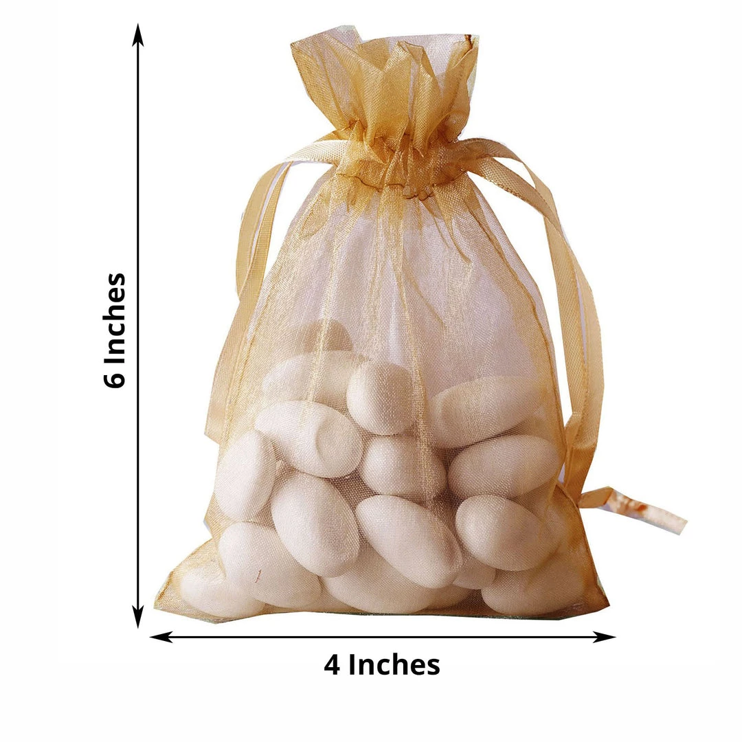 HIER_5350 10 Pack | 4" Gold Organza Drawstring Wedding Party Favor Gift Bags Tabletop Decor 3 HIER_5350 10 Pack | 4" Gold Organza Drawstring Wedding Party Favor Gift Bags Tabletop Decor