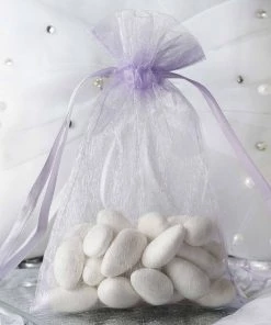 HIER_5350 10 Pack | 4" Lavender Organza Drawstring Wedding Party Favor Gift Bags