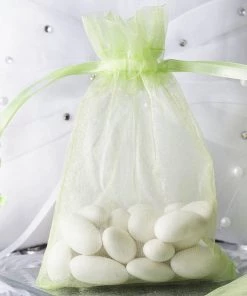 HIER_5350 10 Pack | 4" Mint Organza Drawstring Wedding Party Favor Gift Bags - Clearance SALE