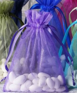 HIER_5350 Tabletop Decor 10 Pack | 5" Lavender Organza Drawstring Wedding Party Favor Gift Bags