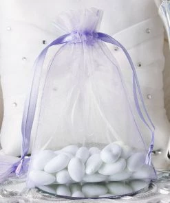 HIER_5350 Tabletop Decor 10 Pack | 5" Lavender Organza Drawstring Wedding Party Favor Gift Bags