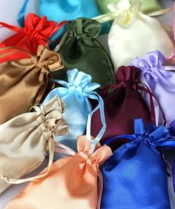 HIER_5350 12 Pack | 3" Blush/Rose Gold Satin Drawstring Wedding Party Favor Bags Tabletop Decor