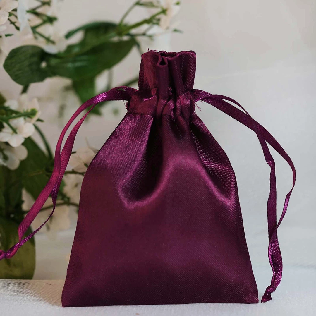 HIER_5350 12 Pack | 3" Eggplant Satin Drawstring Wedding Party Favor Gift Bags Tabletop Decor 1 HIER_5350 12 Pack | 3" Eggplant Satin Drawstring Wedding Party Favor Gift Bags Tabletop Decor