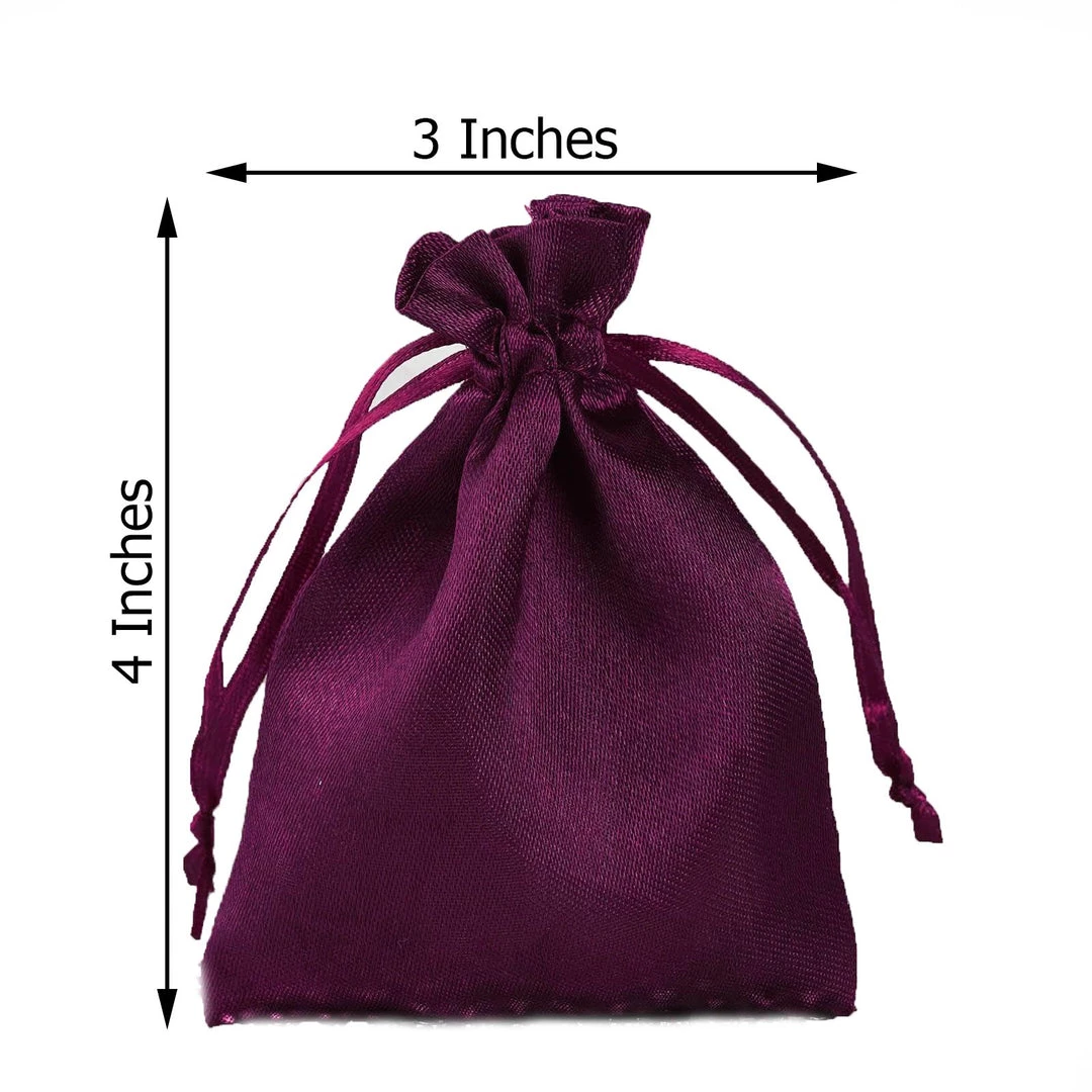 HIER_5350 12 Pack | 3" Eggplant Satin Drawstring Wedding Party Favor Gift Bags Tabletop Decor 3 HIER_5350 12 Pack | 3" Eggplant Satin Drawstring Wedding Party Favor Gift Bags Tabletop Decor