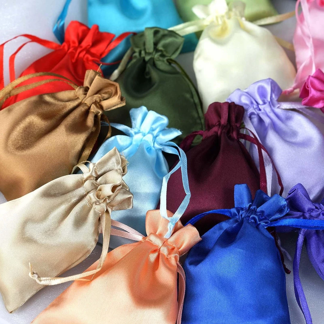 HIER_5350 12 Pack | 3" Eggplant Satin Drawstring Wedding Party Favor Gift Bags Tabletop Decor 6 HIER_5350 12 Pack | 3" Eggplant Satin Drawstring Wedding Party Favor Gift Bags Tabletop Decor
