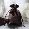 HIER_5350 Chargers & Centerpieces 12 Pack | 4" Chocolate Satin Drawstring Wedding Party Favor Gift Bags - Clearance SALE