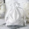 HIER_5350 12 Pack | 4" White Satin Drawstring Wedding Party Favor Gift Bags Tabletop Decor