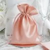 HIER_5350 12 Pack | 5" Dusty Rose Satin Drawstring Wedding Party Favor Gift Bags