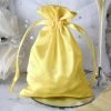HIER_5350 12 Pack | 5" Gold Satin Drawstring Pouch Wedding Party Favor Gift Bags Tabletop Decor