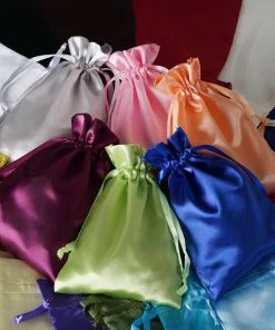 HIER_5350 Tabletop Decor 12 Pack | 5" Purple Satin Drawstring Wedding Party Favor Gift Bags