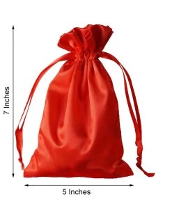 HIER_5350 12 Pack | 5" Red Satin Drawstring Pouch Wedding Party Favor Gift Bags Tabletop Decor 11 HIER_5350 12 Pack | 5