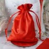 HIER_5350 12 Pack | 5" Red Satin Drawstring Pouch Wedding Party Favor Gift Bags Tabletop Decor