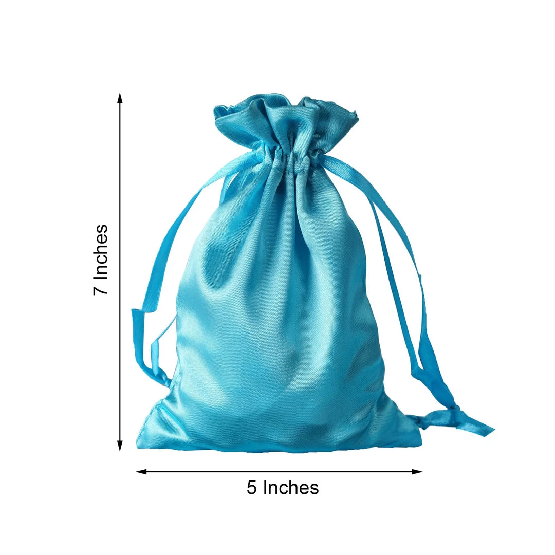 HIER_5350 Tabletop Decor 12 Pack | 5" Turquoise Satin Drawstring Wedding Party Favor Gift Bags 3 HIER_5350 Tabletop Decor 12 Pack | 5" Turquoise Satin Drawstring Wedding Party Favor Gift Bags