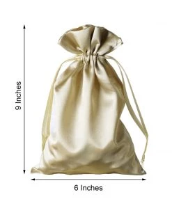 HIER_5350 Tabletop Decor 12 Pack | 6" Champagne Satin Drawstring Wedding Party Favor Gift Bags 11 HIER_5350 Tabletop Decor 12 Pack | 6