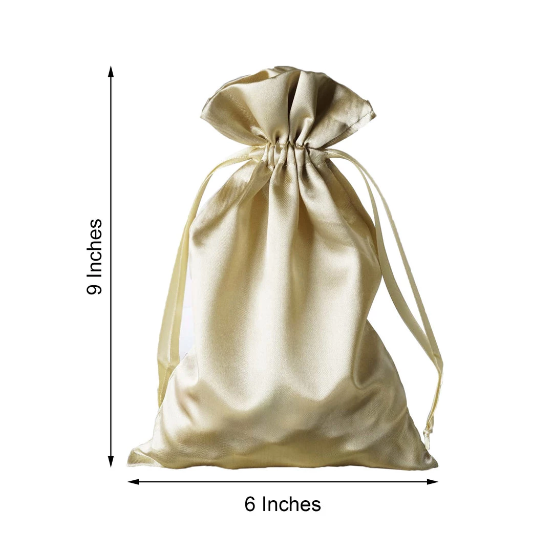 HIER_5350 Tabletop Decor 12 Pack | 6" Champagne Satin Drawstring Wedding Party Favor Gift Bags 3 HIER_5350 Tabletop Decor 12 Pack | 6" Champagne Satin Drawstring Wedding Party Favor Gift Bags