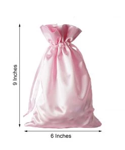 HIER_5350 Tabletop Decor 12 Pack | 6" Pink Satin Drawstring Pouch Wedding Party Favor Gift Bags 11 HIER_5350 Tabletop Decor 12 Pack | 6