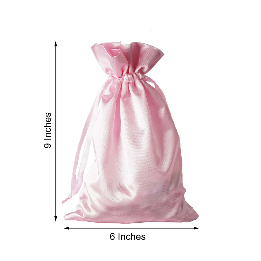 HIER_5350 Tabletop Decor 12 Pack | 6" Pink Satin Drawstring Pouch Wedding Party Favor Gift Bags 3 HIER_5350 Tabletop Decor 12 Pack | 6" Pink Satin Drawstring Pouch Wedding Party Favor Gift Bags