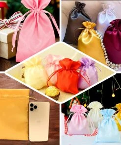 HIER_5350 12 Pack | 3" Eggplant Satin Drawstring Wedding Party Favor Gift Bags Tabletop Decor 13 HIER_5350 12 Pack | 3