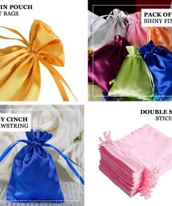 HIER_5350 12 Pack | 3" Eggplant Satin Drawstring Wedding Party Favor Gift Bags Tabletop Decor 14 HIER_5350 12 Pack | 3