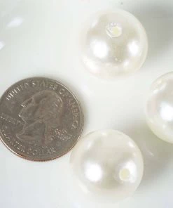 HIER_5170 Chargers & Centerpieces 120 Pack | 20mm Glossy Ivory Faux Craft Pearl Beads & Vase Filler