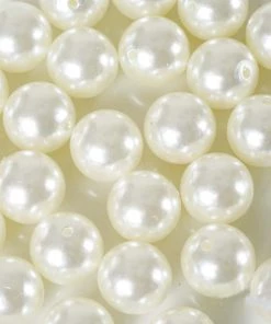 HIER_5170 Chargers & Centerpieces 120 Pack | 20mm Glossy Ivory Faux Craft Pearl Beads & Vase Filler