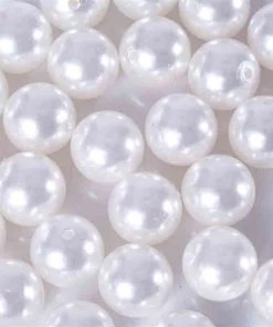 HIER_5170 120 Pack | 20mm Glossy White Faux Craft Pearl Beads & Vase Filler