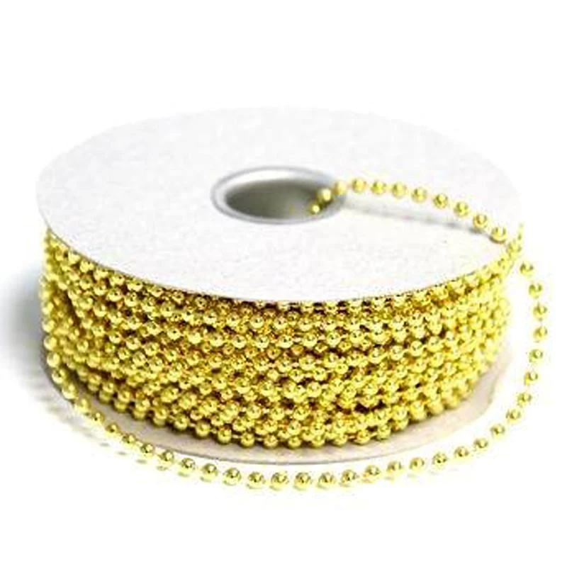 HIER_5170 Chargers & Centerpieces 24 Yards | 3mm Metallic Gold Faux Craft Pearl String Beads Garland 3 HIER_5170 Chargers & Centerpieces 24 Yards | 3mm Metallic Gold Faux Craft Pearl String Beads Garland