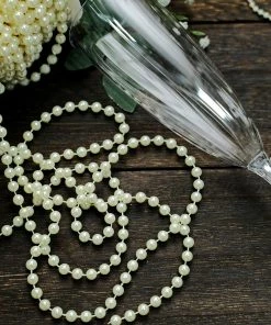 HIER_5170 24 Yards | 3mm Glossy Ivory Faux Craft Pearl String Beads Garland Chargers & Centerpieces