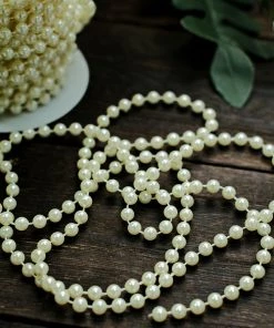HIER_5170 24 Yards | 3mm Glossy Ivory Faux Craft Pearl String Beads Garland Chargers & Centerpieces 16 HIER_5170 24 Yards | 3mm Glossy Ivory Faux Craft Pearl String Beads Garland Chargers & Centerpieces