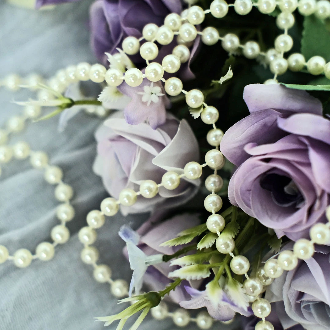 HIER_5170 24 Yards | 3mm Glossy Ivory Faux Craft Pearl String Beads Garland Chargers & Centerpieces 8 HIER_5170 24 Yards | 3mm Glossy Ivory Faux Craft Pearl String Beads Garland Chargers & Centerpieces