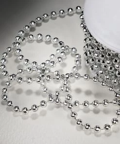 HIER_5170 24 Yards | 3mm Metallic Silver Faux Craft Pearl String Beads Garland Chargers & Centerpieces